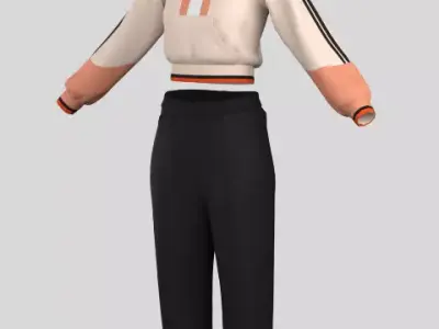 Cropped Women Hoodie and Pants 3D model