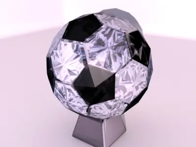 Crystal Football Trophy Low-poly 3D model