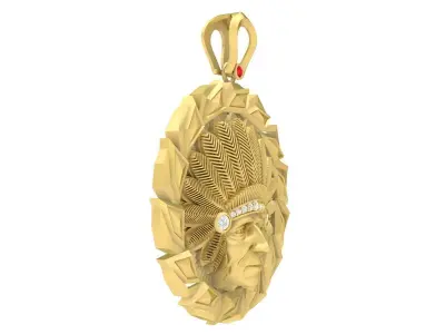 Indian Chief Head Pendant Jewelry for Men  3611 3D print model