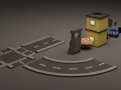 City Assets Pack Low-poly 3D model