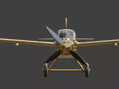 Stylized 3D Steampunk Sleek Gold Interceptor Low-poly 3D model