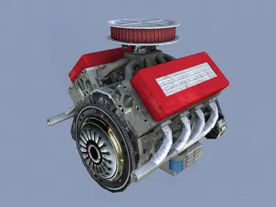 Car Engine Low-poly 3D model
