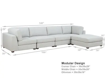 Kendrick Wide Reversible Modular Corner Sectional with Ottoman 3D model