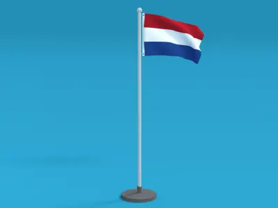 Low Poly Seamless Animated Netherlands Flag Low-poly 3D model