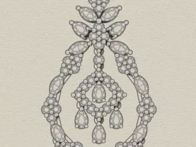 marquise and pear round jewelry pendant 3D print model