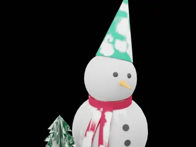 Christmas Snow Man Low-poly 3D model purchase