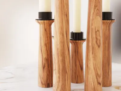 Wooden candle holders 3D model