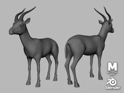 Gazelle Model  Low-poly 3D model