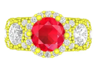 Luxury Halo Round Cut Gemstone Ring for Women 5480 3D print model