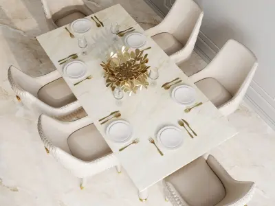 Numero Tre table with chairs by Turri 3D model