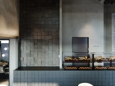 Industrial Coffee Shop Cafe 3D Model Scene - Editable 3D model