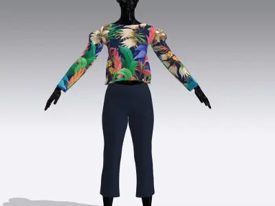 Woman Cloth Dress Low-poly 3D model 9