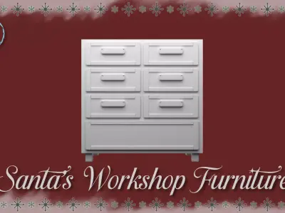 Santa Workshop Furniture Cabinets Tables Shelves and Windows 3D print model