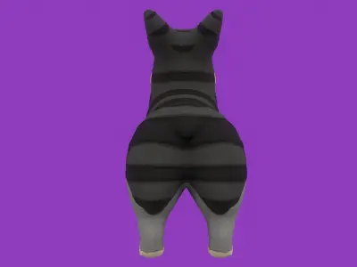 Animated Stylized Striped Grey Welsh Corgy  Low-poly 3D model