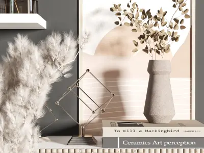 Decorative set 1 vases on shelf 3D model