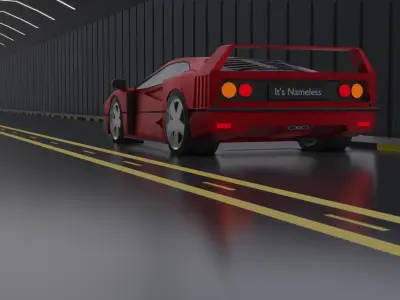 Midpoly FERRARI F40 by Its Nameless Low-poly 3D model