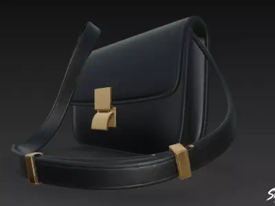 Black Flap Crossbody Bag Low-poly 3D model