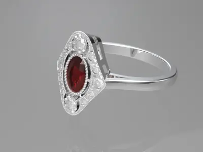 Art deco ring 3D print model 15