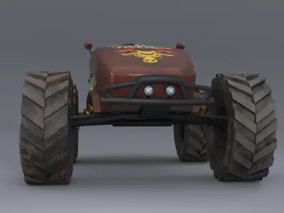 low poly  monster truck Free low-poly 3D model