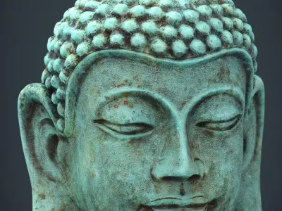 Vintage buddha head Low-poly 3D model