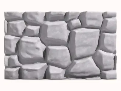Cracked Stone Wall High Poly Mesh 3D model