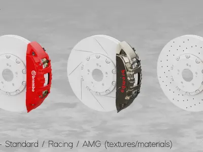 Brembo 402x39 6 Piston Brake 3D Model 3D model