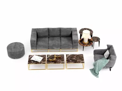 Sofa with Living room decor 3D model