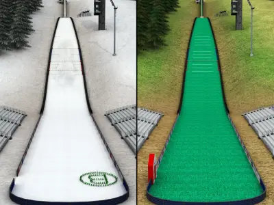 Ski jumping hill low detail 3D model