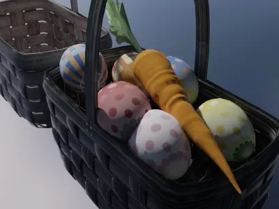 basket eggs ears 3D model