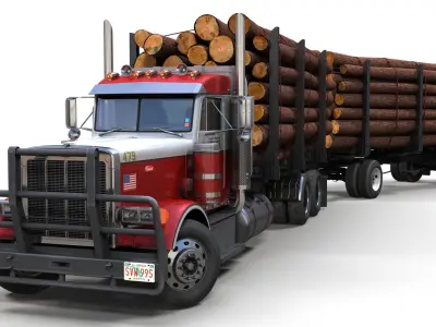 Peterbilt 379 logger truck Low-poly 3D model
