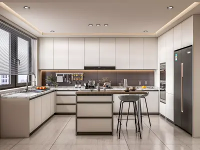 Kitchen fully parametric Resizable manufacturable 0064 3D model