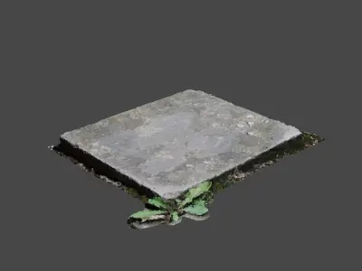 Rectangle Concrete Block Low-poly 3D model