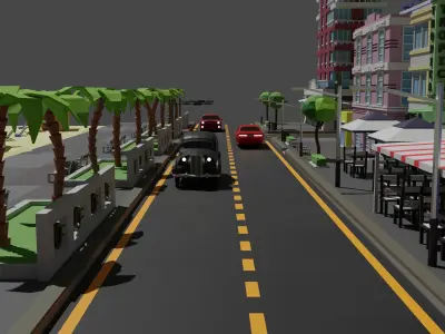 Low-Poly beatch city Low-poly 3D model