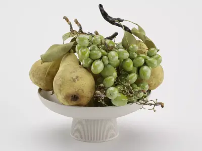 Bowl of Pearls and Grapes 3D model