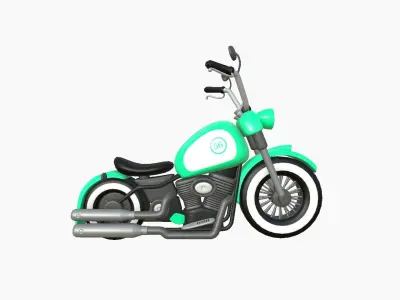 Motorcycle Cartoon A08 Aqua - Custom Vehicle Design Low-poly 3D model