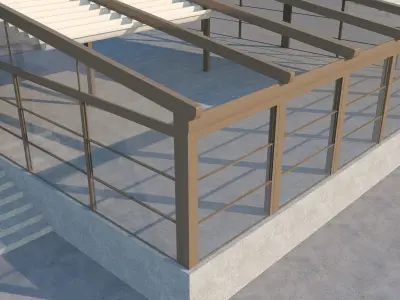 Automatic Pergola System With  Guillotine Windows 3D model