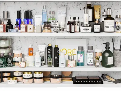 Large set of cosmetics for the bathroom or beauty salon 500 3D model