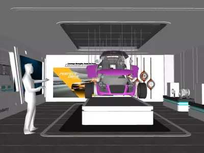Smart Car Exhibition Booth Low-poly 3D model