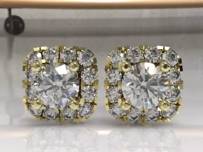 Timothes Diamond Earing 3D JewelryModel Printable 3D ER8 3D print model