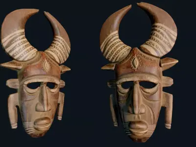 African Decor Mask 4 Low-poly 3D model