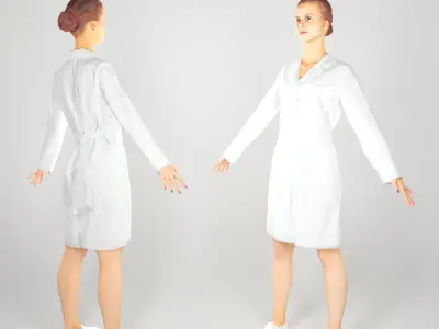 Attractive nurse  in A-pose ready for rigging 117 Low-poly 3D model