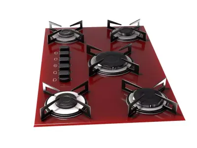 Red Stove Cooktop 3D model
