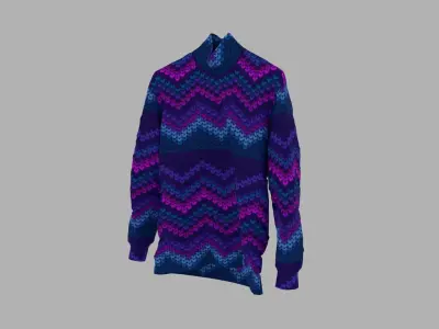 Sweater turtleneck with zigzag pattern Low-poly 3D model