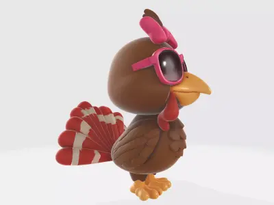 Turkey with Bow and Sunglasses 3D Printed 3D print model