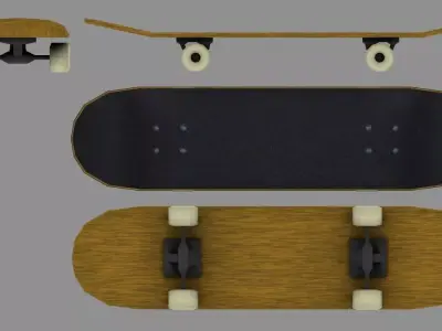 SkateBoard wooden Low-poly 3D model