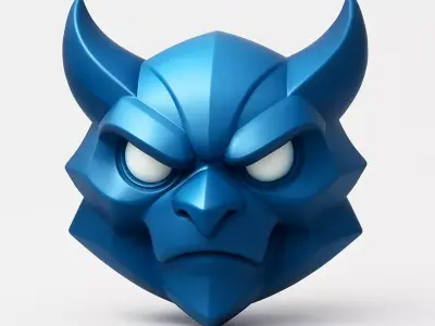 Blue Japanese Oni Demon Mask Stylized 3D print model