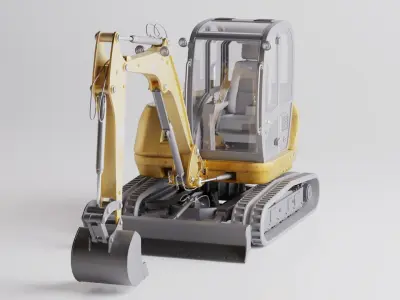 Realistic Compact Track Excavator byTerlan125 High Quality 3D model