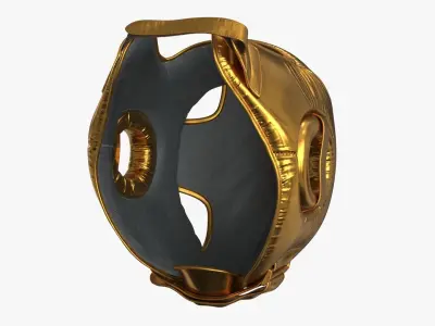3D Boxing Training Helmet Gold Low-poly 3D model