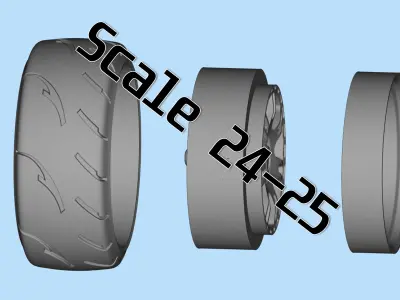 STL resin kit Tire Rims Wheel set for scale cars  3D print model