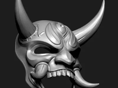 Japanese Hannya Oni Mask Samurai Mask Demon Onimusha Mask 3D print model